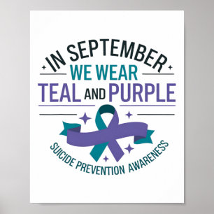 Poster Teal E Roxo: Prevenção Contra Suicídio Em Setembro