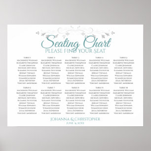 Poster Teal em Gráfico de Casamento de Mesa White 10