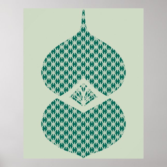 Poster Teal Geométrico e Arte Mint do meio século (Frente)