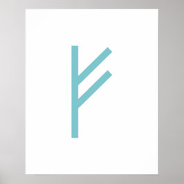 Poster Teal Geométrico Fehu (Prosperidade) Viking Rune