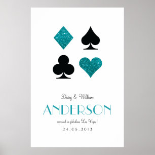 Poster Teal Glitter Destiny Las Vegas Casamento Aniversár