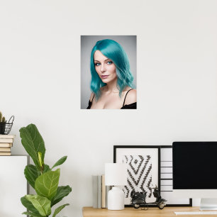 Poster Teal Haired Woman