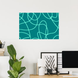 Poster Teal Line Art