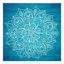 Teal Mandala Flower Design