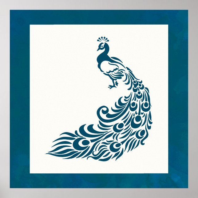 Poster Teal Peacock Bold Na moda Art Design (Frente)