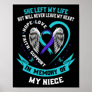 Poster Teal Purple Awarement Ribbon Niece Memoria