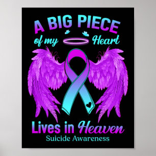 Poster Teal Purple Ribbon Angel Wing Suicídio Sensibiliza