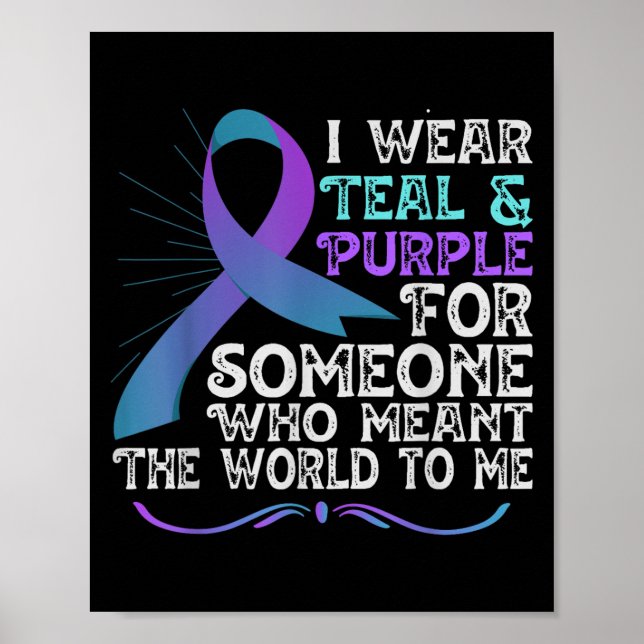 Poster Teal Purple Ribbon For Suicide Prevention Awarenes (Frente)