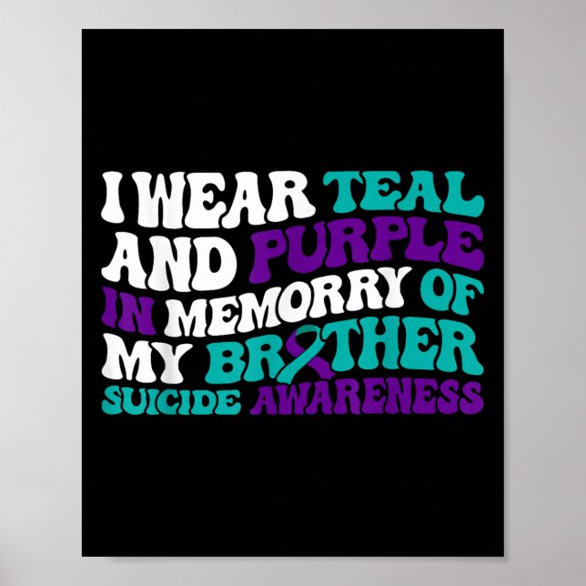 Poster Teal Purple Ribbon Suicide Awareness Brother Aware (Frente)
