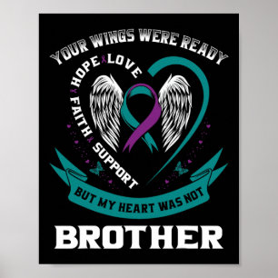 Poster Teal Purple Ribbon Wing Suicídio Preventi