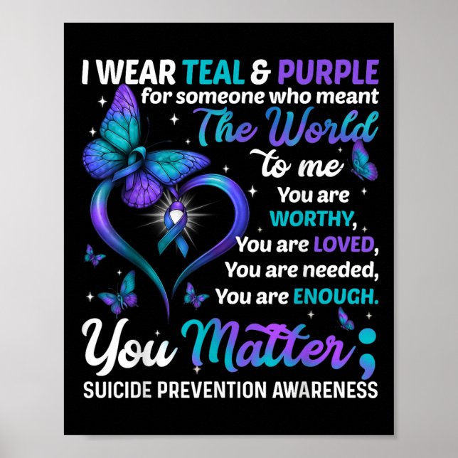 Poster Teal Purple You Suicide Prevention Awareness Month (Frente)