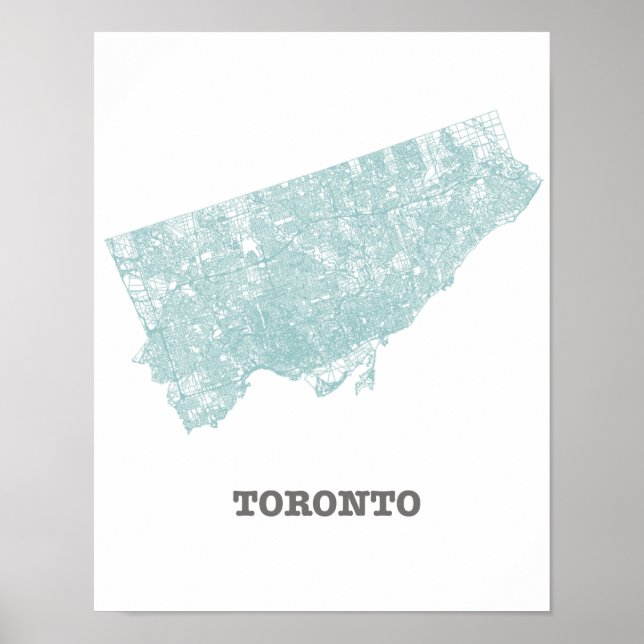 Poster Teal Road Network Map of Toronto (Frente)