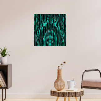 Poster Teal Snake Head Tree Bark