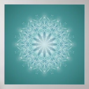 Póster Teal Star Mandala