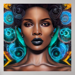 Poster Teally Queen Auburn Brown Hair Black Melanin Afro