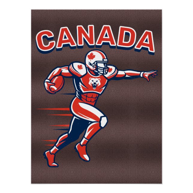 Póster Team Canada Football Dynamic Patriotic Athlete Art (Frente)