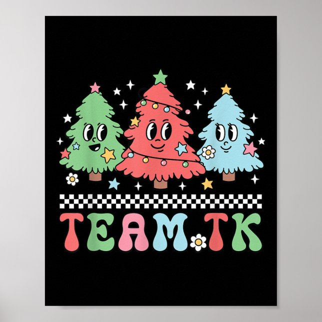 Poster Team Tk Teacher Christmas Sweater Retro Xmas Tree  (Frente)