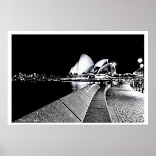 Póster Teatro da ópera B&W de Sydney