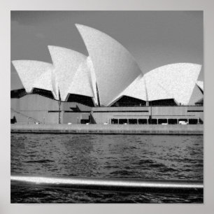 Póster Teatro da ópera de Sydney em preto e branco