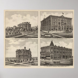 Póster Teatro da ópera e residências em Kansas