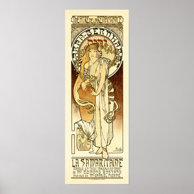 Poster Teatro da Renascença Sarah Bernhardt Mucha (Frente)