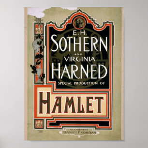 Póster Teatro do vintage de Hamlet
