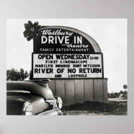 Poster Teatro Drive-In, 1954. Vintage Photo
