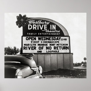 Poster Teatro Drive-In, 1954. Vintage Photo