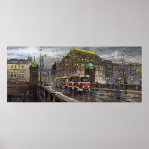 Poster Teatro Nacional de Praga Tram Bridge Legii