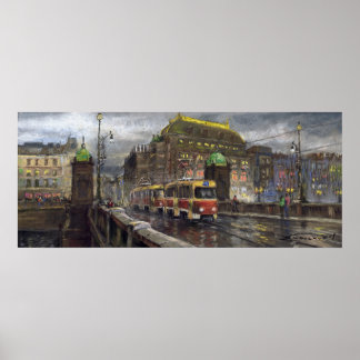 Poster Teatro Nacional de Praga Tram Bridge Legii