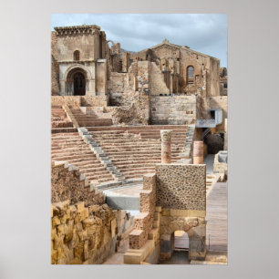 Póster Teatro romano, Cartagena, espanha