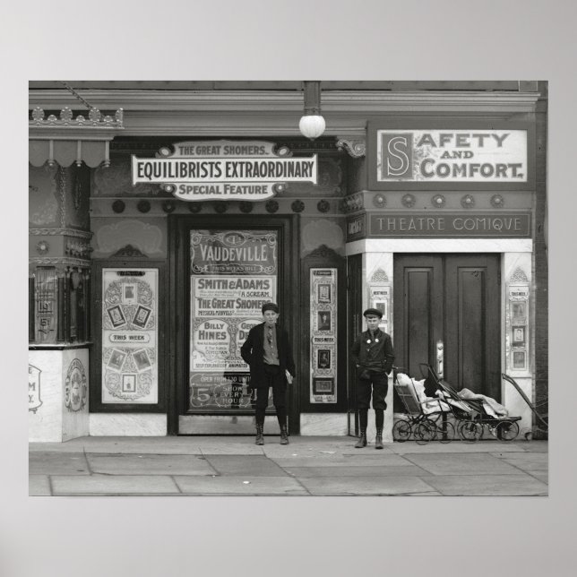 Póster Teatro Vaudeville, 1910. Foto Antiga (Frente)