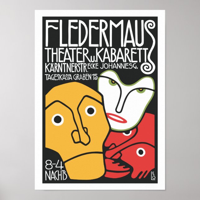 Póster Teatro Vintage e Cabaret (Frente)