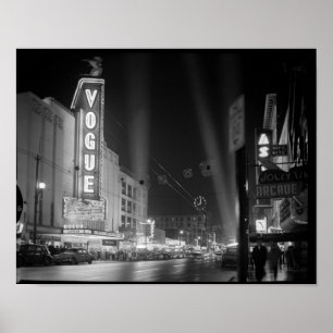 Poster Teatro Vogue à noite com holofotes, Vancouver