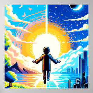Poster Tech and Nature Harmony - Pixel Art de 8 bits