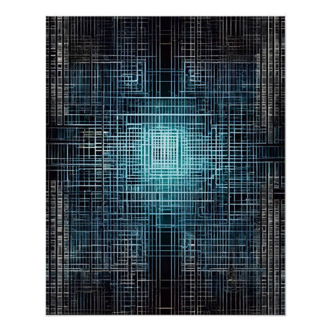 Póster Tech Grid: Arte Digital Sleek (Frente)