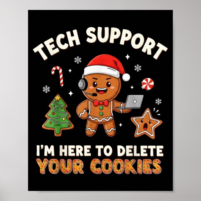 Poster Tech Suprt Christmas Cookies Women Men Funny Chris (Frente)