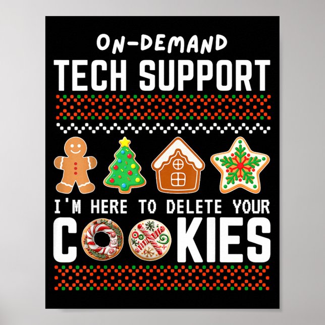 Poster Tech Suprt Delete Cookies Funny Design Christmas P (Frente)