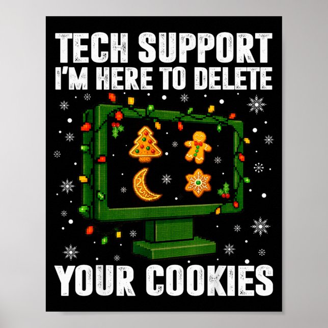 Poster Tech Suprt Delete Your Cookies Men Ugly Christmas  (Frente)