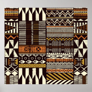 Poster Tecido africano tribal, colheita abstrato.