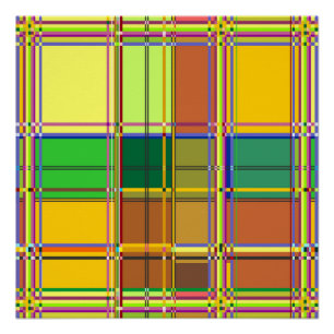 Póster Tecido Colorido Caribenho Madras Xadrez