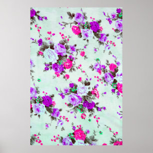 Poster Tecido floral vítreo, Fragmento do retrato colorid