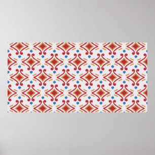 Poster Tecido Ikat artesanal. Padrão étnico uniforme. A