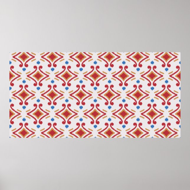 Poster Tecido Ikat artesanal. Padrão étnico uniforme. Azt (Frente)