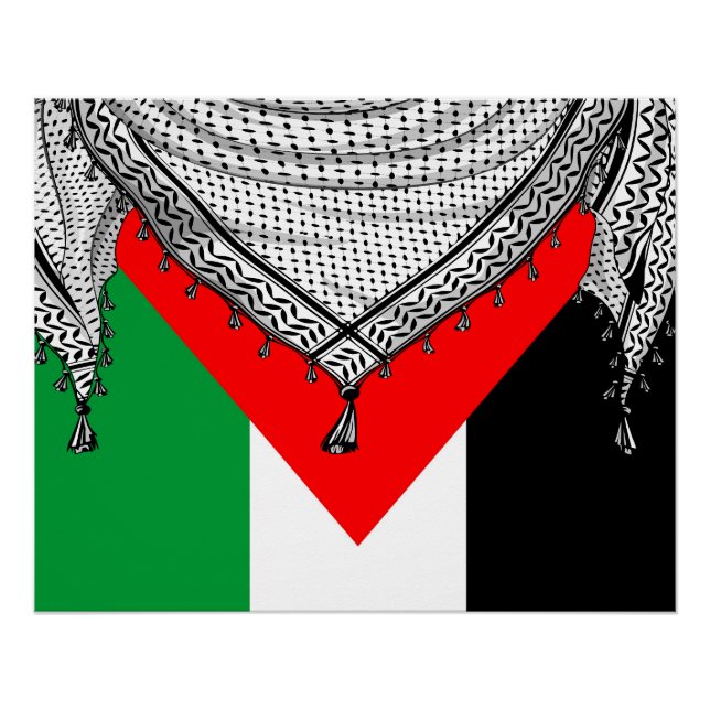 Póster Tecido Tradicional do Keffiyeh Scarf Palestino (Frente)
