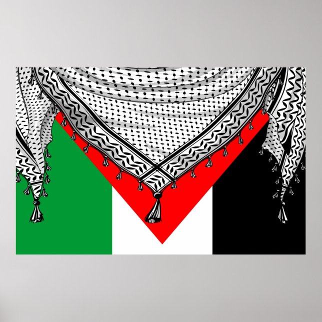 Poster Tecido Tradicional do Keffiyeh Scarf Palestino (Frente)