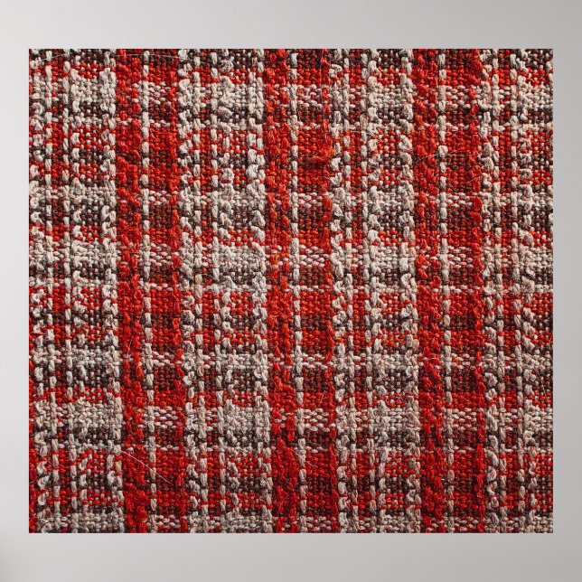 Poster Tecido Vermelho Tartan: Fundo Texturizado (Frente)
