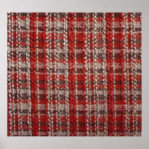 Poster Tecido Vermelho Tartan: Fundo Texturizado