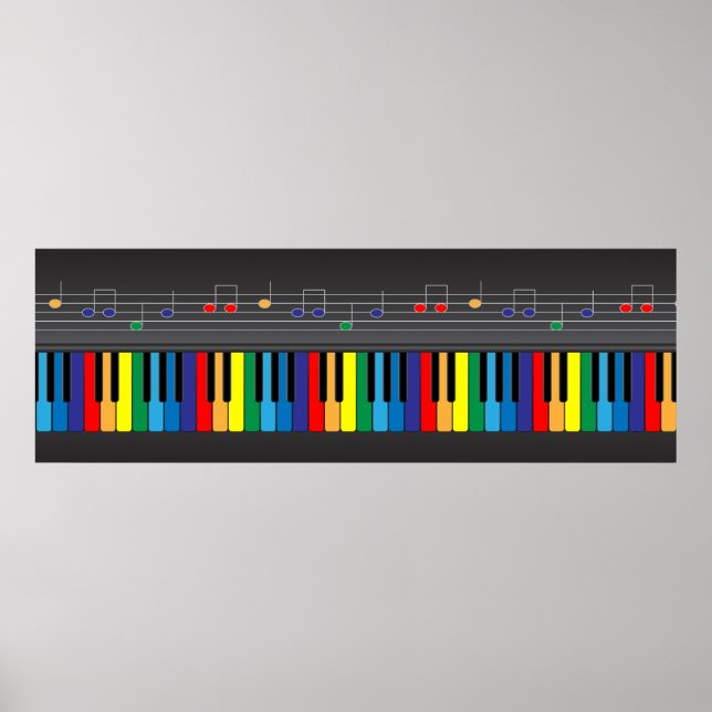 Poster Teclado de piano colorido (Frente)