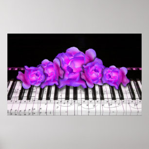 Poster Teclado e rosas de piano
